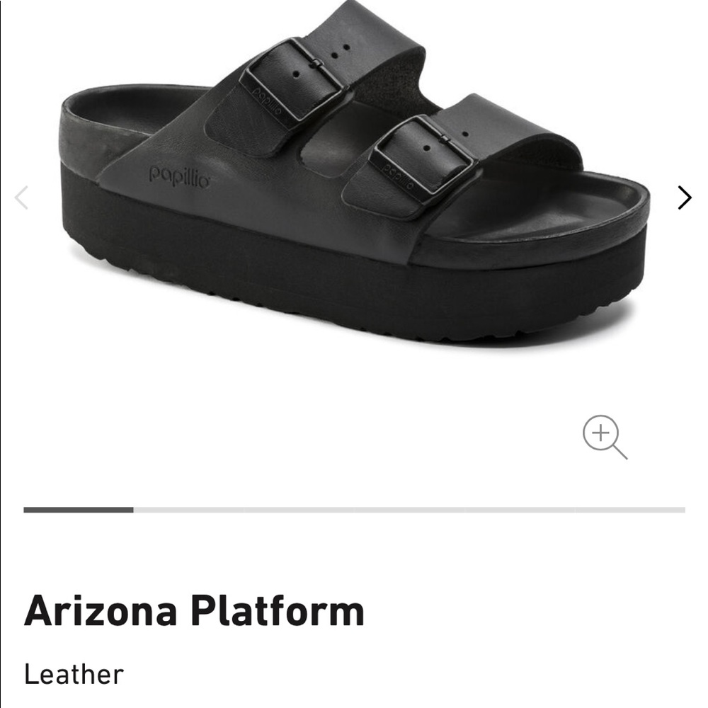 Birkenstock Papillio Arizona Platform Black leather sandals